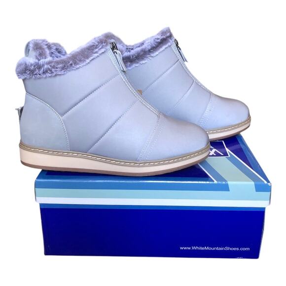 White Mountain Tamarin Puffer Ankle Zip Cozy Bootie Faux Fur Lined Size 7.5 NWB - Picture 2 of 13